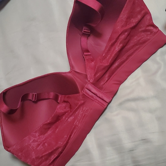 NWOT All Worthy Brushed Micro & Lace Bra Wirefree Sz 3X A511025 Ruby Red - Picture 3 of 5